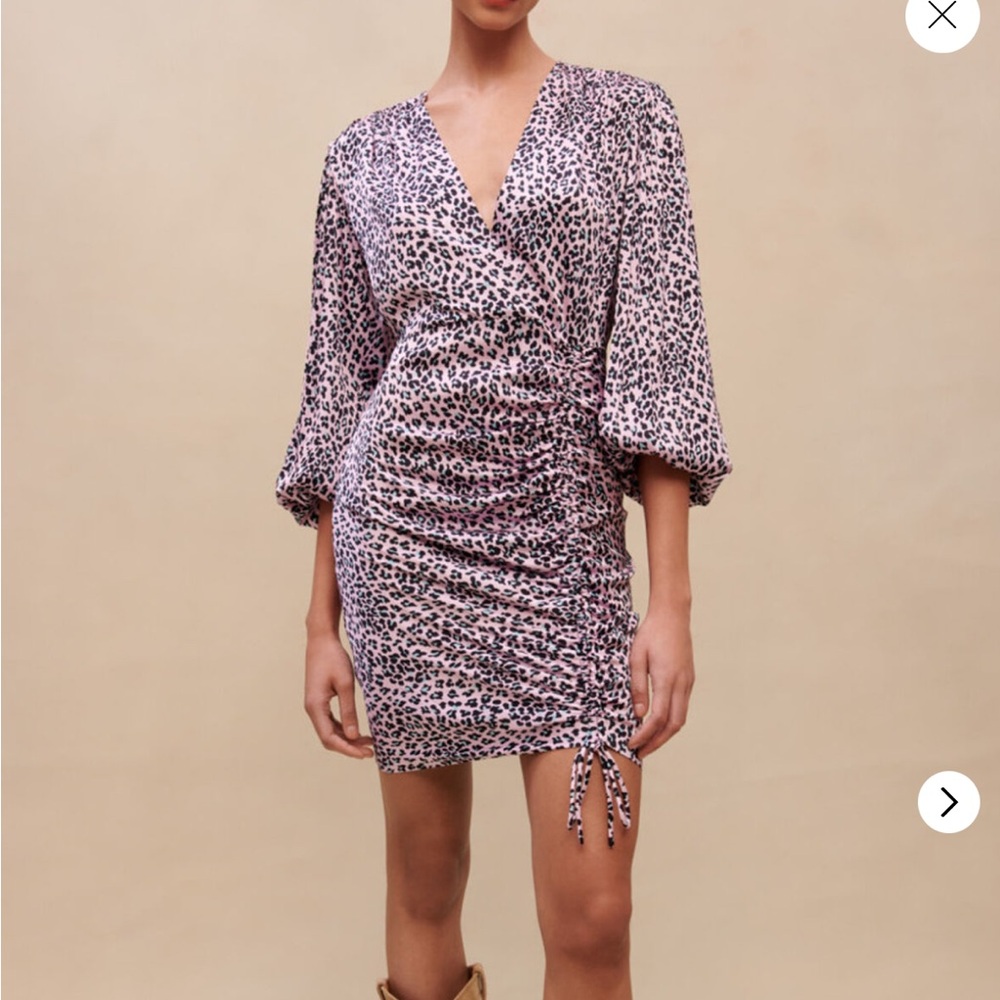 Maje Pink and Black Leopard Print Dress